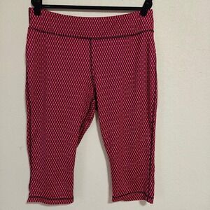 Be Inspired Womens Pink Black Geometric Capri Leggings Activewear Gym XL 1X